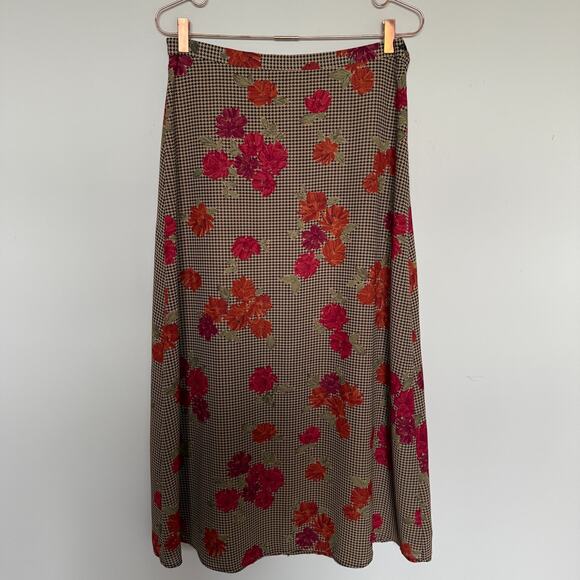 Vintage Womens Houndstooth Skirt Size 12 Midi Academia Preppy Old Money Citycore - Picture 2 of 7